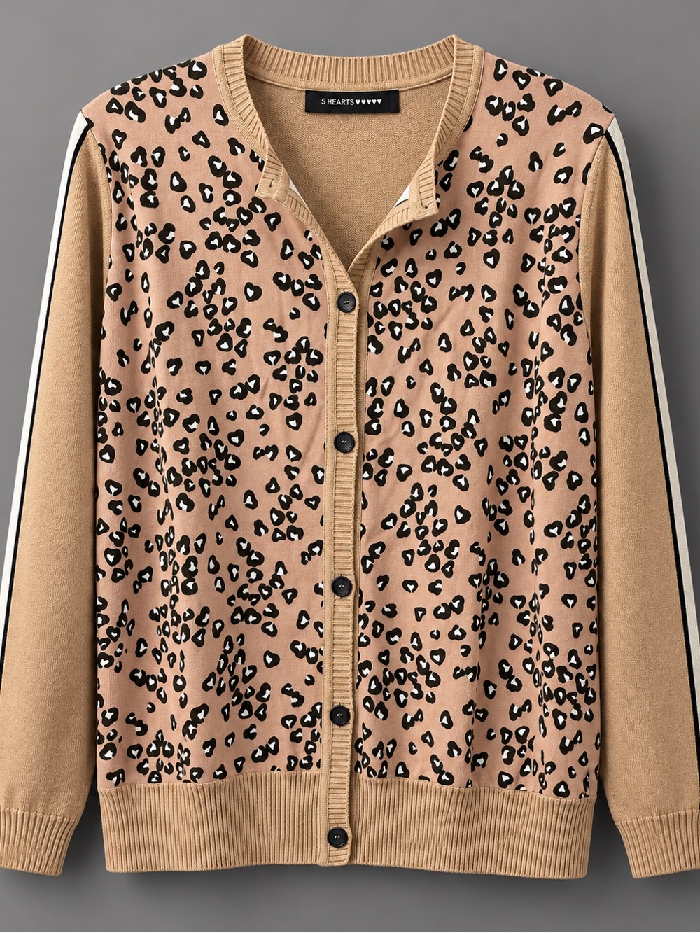 Eugen Klein 5 Hearts Leopard Cardigan Sweater US 14 NWT Animal Print